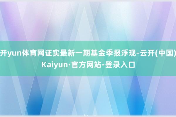 开yun体育网证实最新一期基金季报浮现-云开(中国)Kaiyun·官方网站-登录入口