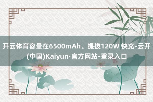 开云体育容量在6500mAh、提拔120W 快充-云开(中国)Kaiyun·官方网站-登录入口